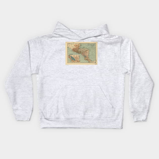 Vintage Map of Central America (1902) Kids Hoodie by Bravuramedia